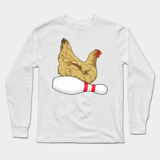 Chicken at Bowling with Bowling pin Long Sleeve T-Shirt